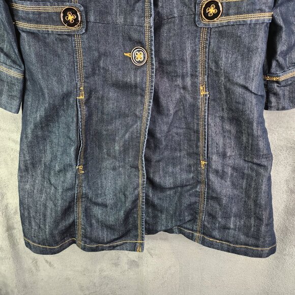 Womens Baccini Blue Denim Blazer Jacket 3/4 Sleeve 2 Button Size M - Picture 3 of 10